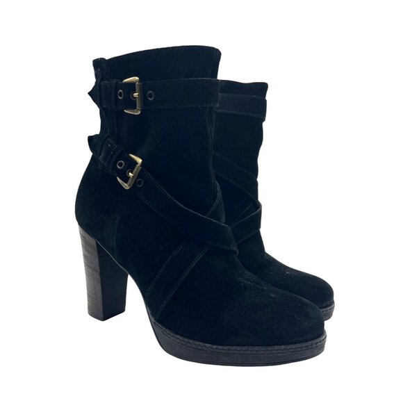 Sundance Black Suede Buckle Booties Black Size 40 - Picture 1 of 11